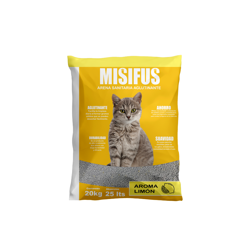 Arena para Gatos Misifus 20kg - Control de Olores Superior